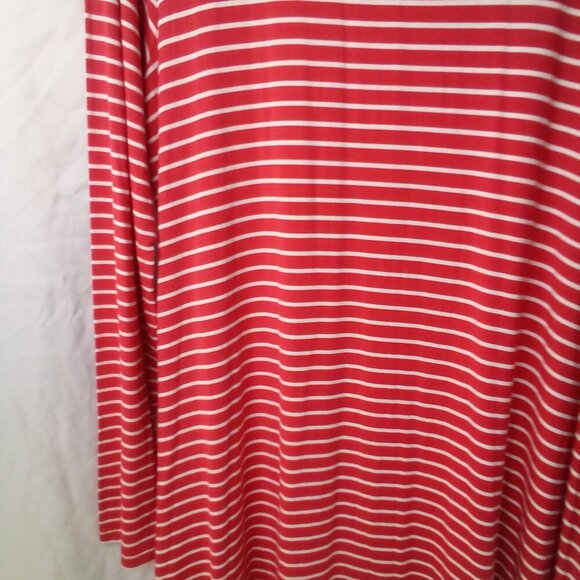 Old navy Dress Women L Tall Long Sleeve Soft Stretch Stripe Red White - Picture 5 of 14